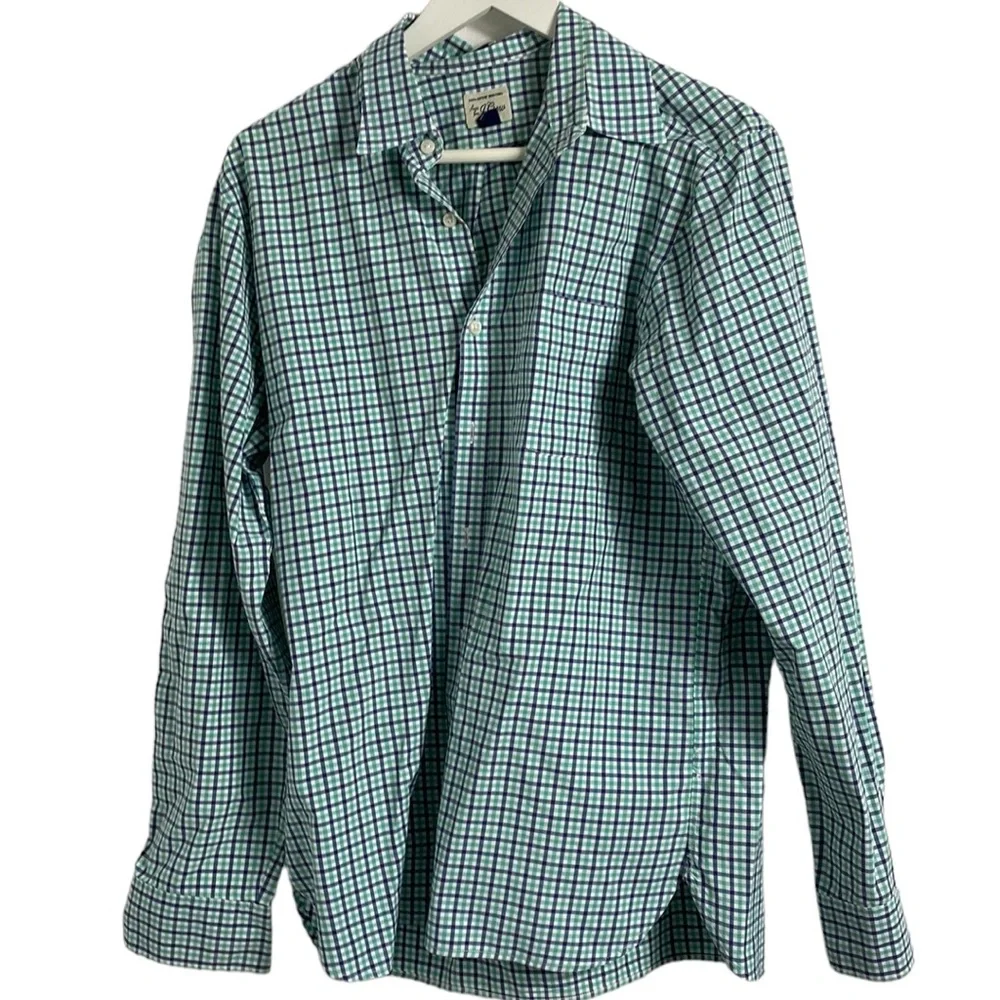 J.Crew Mens Shirt M Slim Blue Gingham Long Sleeve Secret Wash